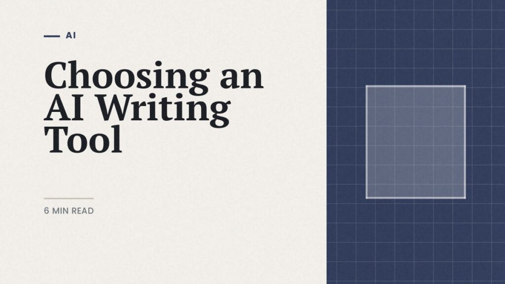 AI writing tool buying guide: editorial cover on choosing AI writing software